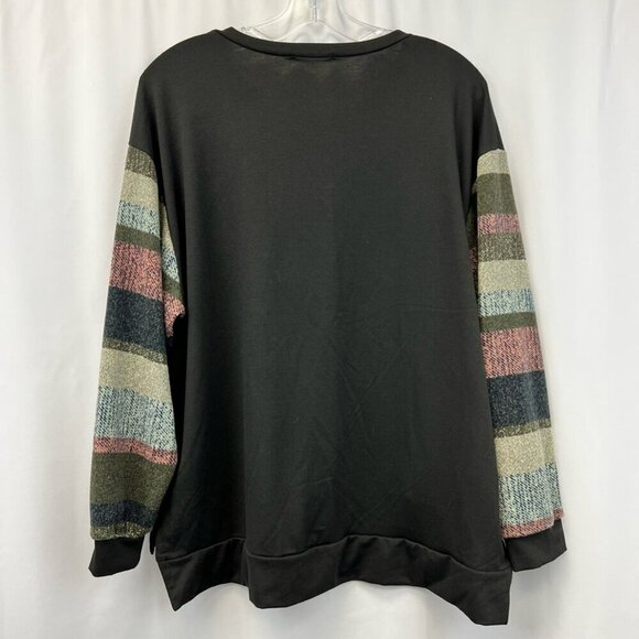 Les Amis Womens Sweatshirt Multicolor Mixed Print Long Sleeve High Low Stripes S - Picture 2 of 11